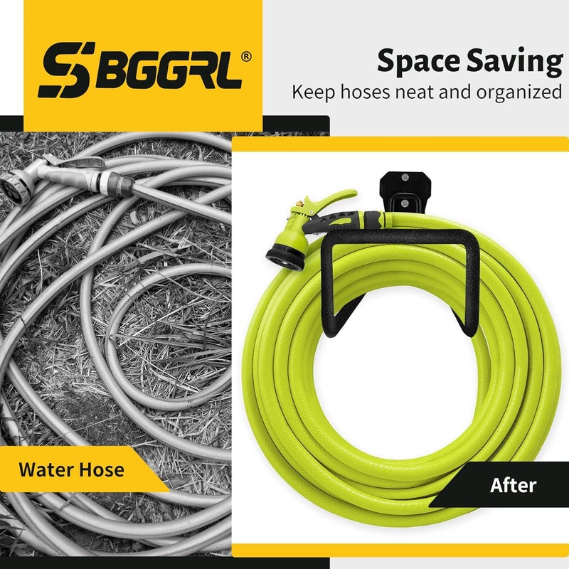 SBGGRL 2 pcs Garden Hose Holder Wall Mount - Heavy Duty Hose Hanger for Outside Yard Garden Storage Hook Rack - Image 3